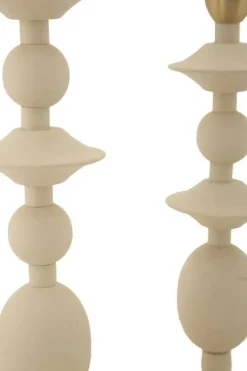 Bougeoir en métal Gemini (Lot de 2) (Crème et doré)