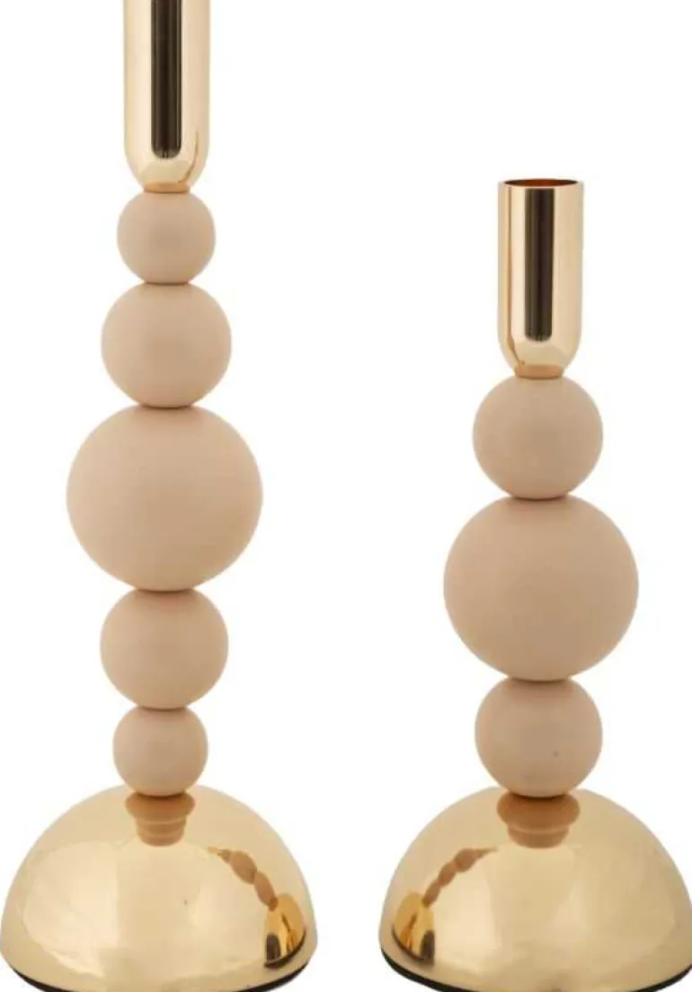 Bougeoir en métal Holder (Lot de 2) (Rose et doré)