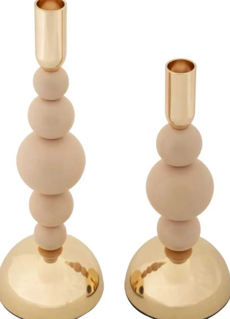 Bougeoir en métal Holder (Lot de 2) (Rose et doré)