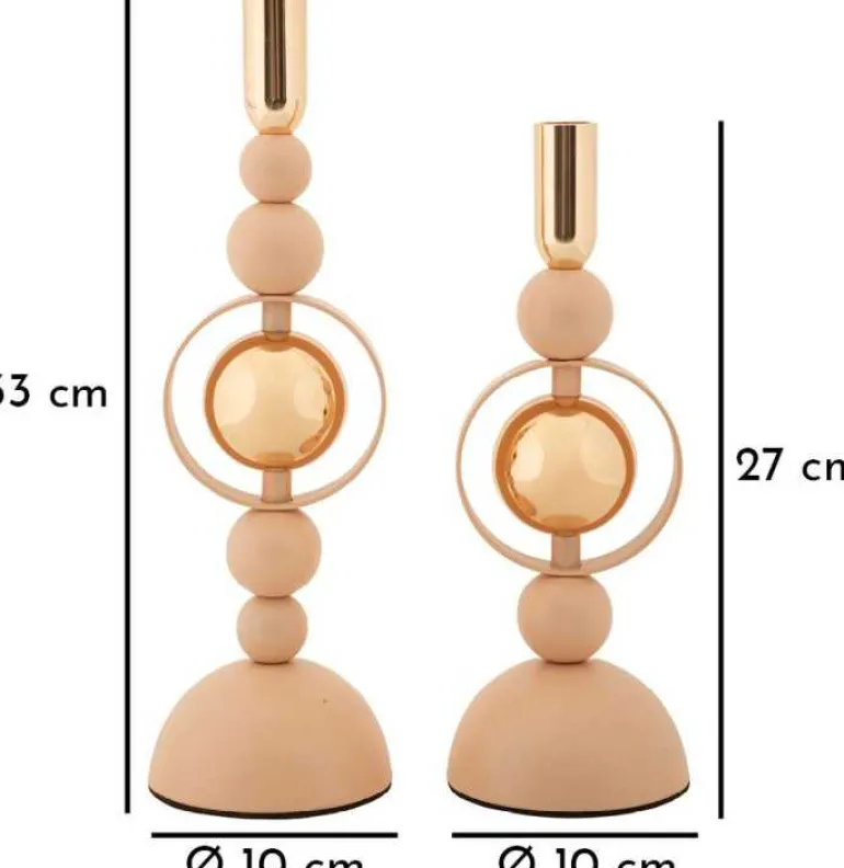 Bougeoir en métal Saturne (Lot de 2) (Rose et doré)