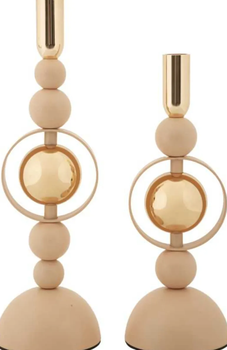 Bougeoir en métal Saturne (Lot de 2) (Rose et doré)