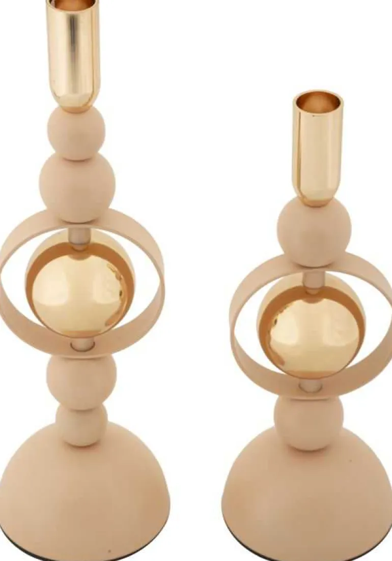 Bougeoir en métal Saturne (Lot de 2) (Rose et doré)