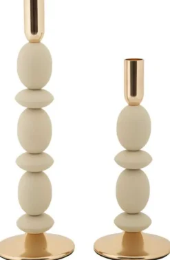 Bougeoir en métal Shuttle (Lot de 2) (Crème et doré)