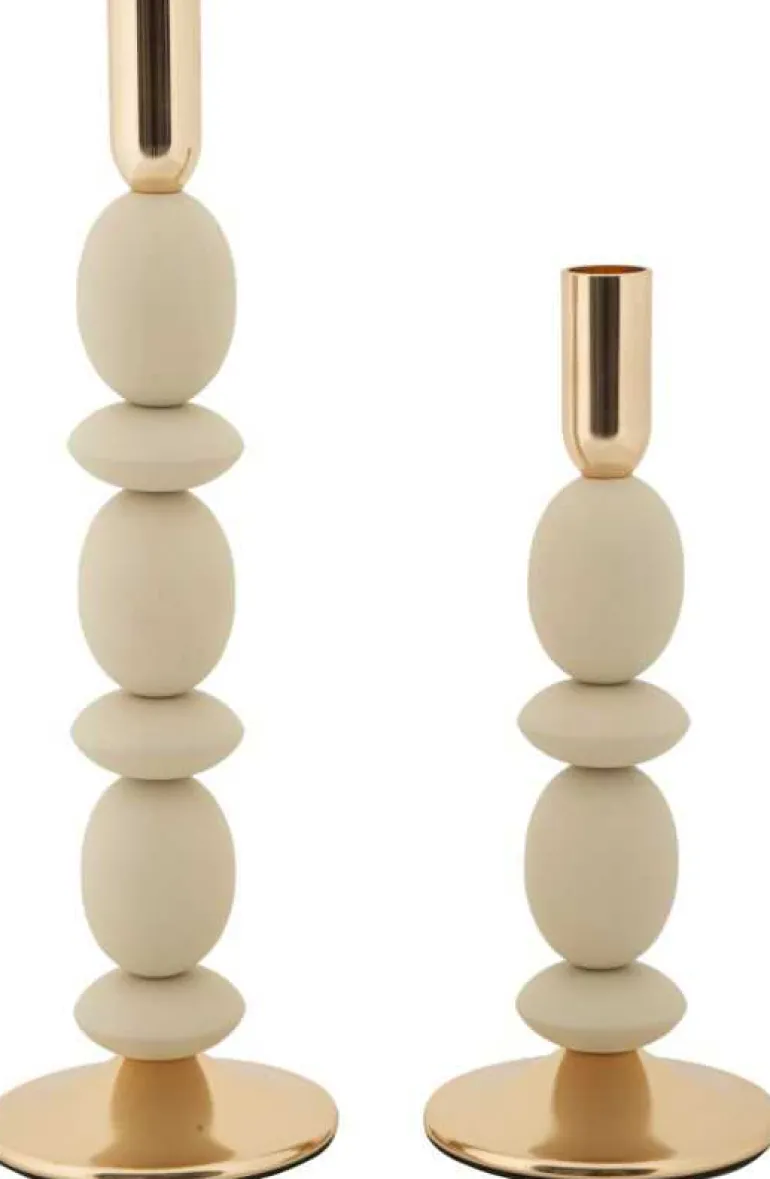 Bougeoir en métal Shuttle (Lot de 2) (Crème et doré)