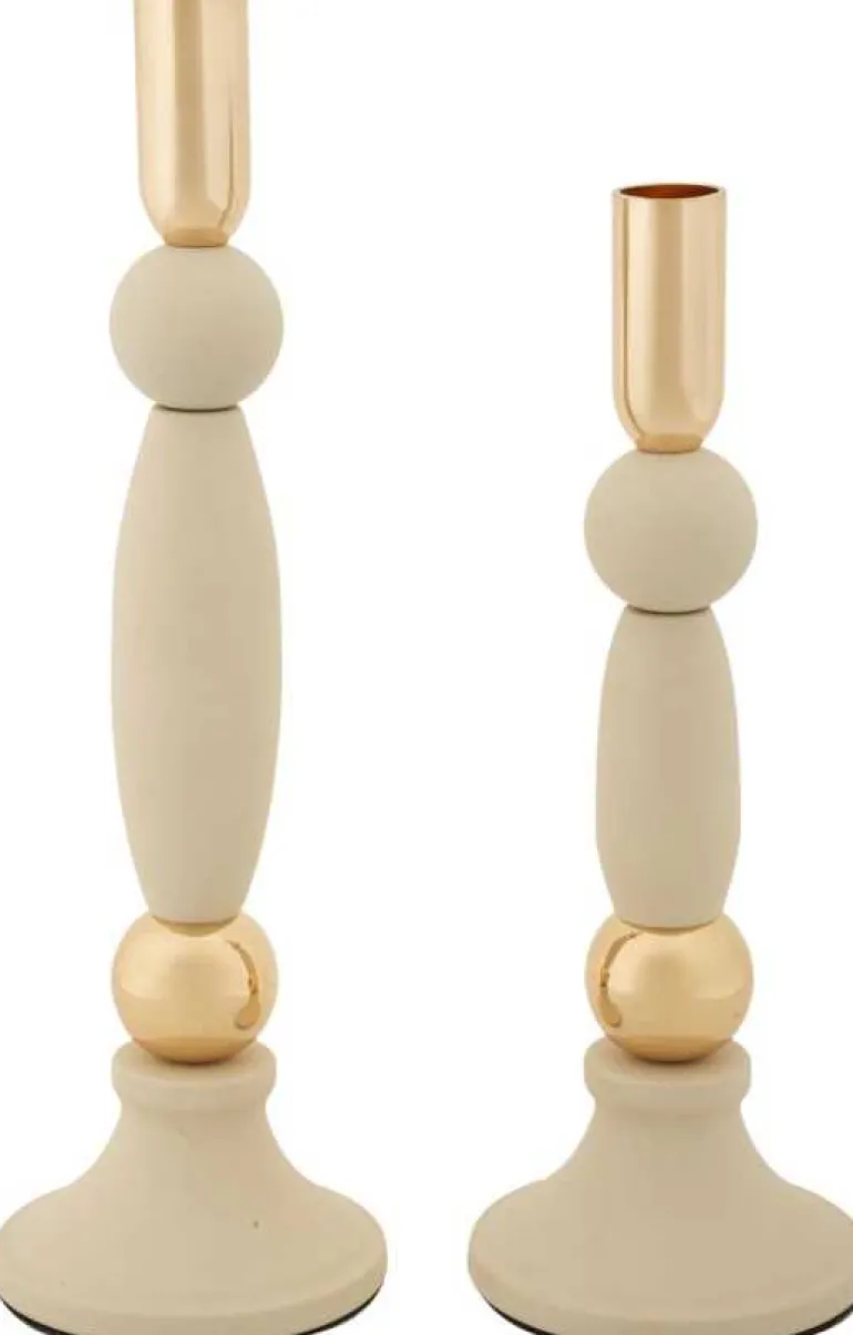 Bougeoir en métal Strek (Lot de 2) (Crème et doré)