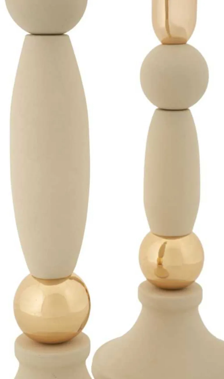 Bougeoir en métal Strek (Lot de 2) (Crème et doré)