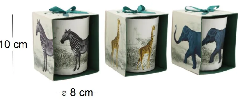 Bougie en pot Safari 8 x 10 cm (Lot de 3)