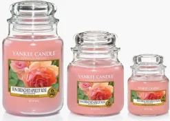 Bougie jarre en verre senteur rose et abricot (Moyen modèle)