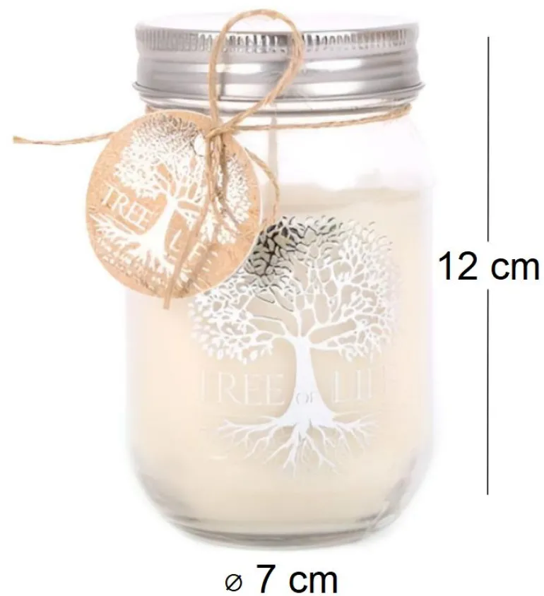 Bougie Mason Jar Tree of Life 12 cm