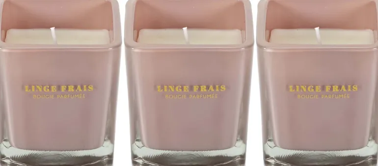 Bougie parfumée carrée Nude 7 cm (Lot de 3) (Rose poudré)