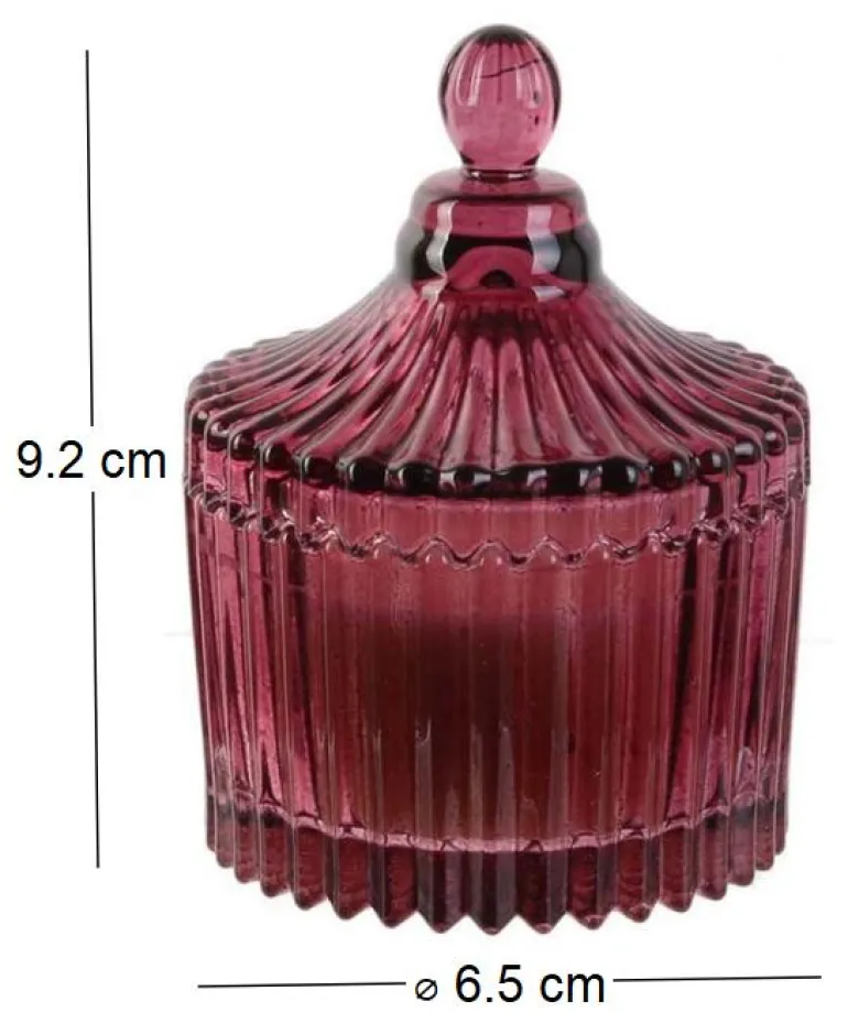 Bougie parfumée écrin en verre Bohème 6.5 x 9 cm (Prune)
