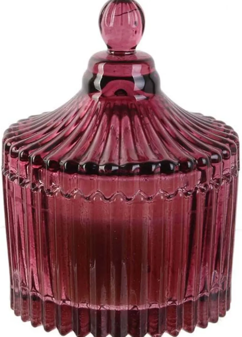 Bougie parfumée écrin en verre Bohème 6.5 x 9 cm (Prune)