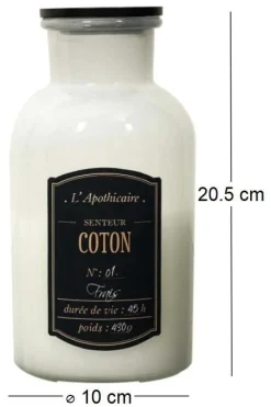 Bougie parfumée fiole Alchimiste 20 cm (Senteur coton)