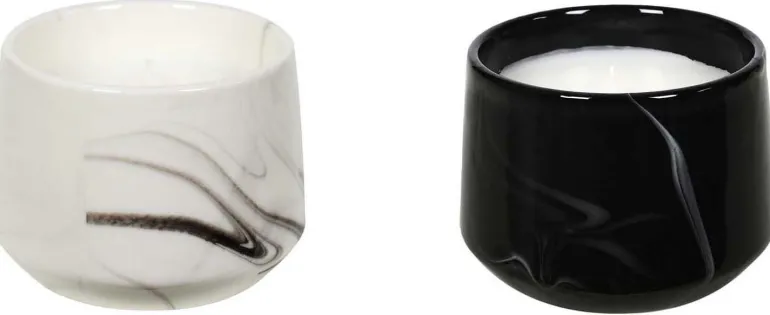 Bougie parfumée pot en dolomite effet marbre (Lot de 2) (8 x 11 cm)