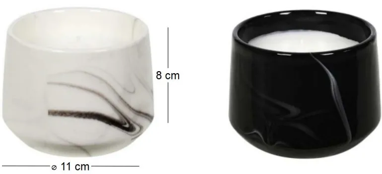 Bougie parfumée pot en dolomite effet marbre (Lot de 2) (8 x 11 cm)