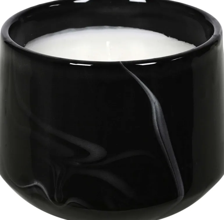 Bougie parfumée pot en dolomite effet marbre (Lot de 2) (8 x 11 cm)
