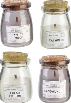 Bougies parfumées couvercle en liège 8.5 cm (Lot de 4)