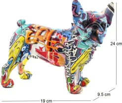 Bouledogue français en résine Graffiti (Tags)