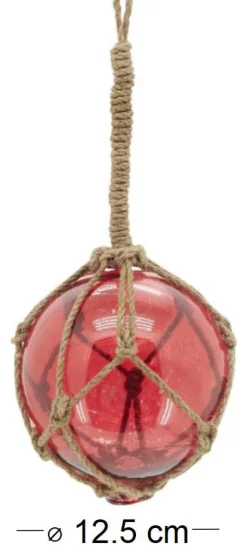 Boule en verre avec corde 12.5 cm (Rouge)