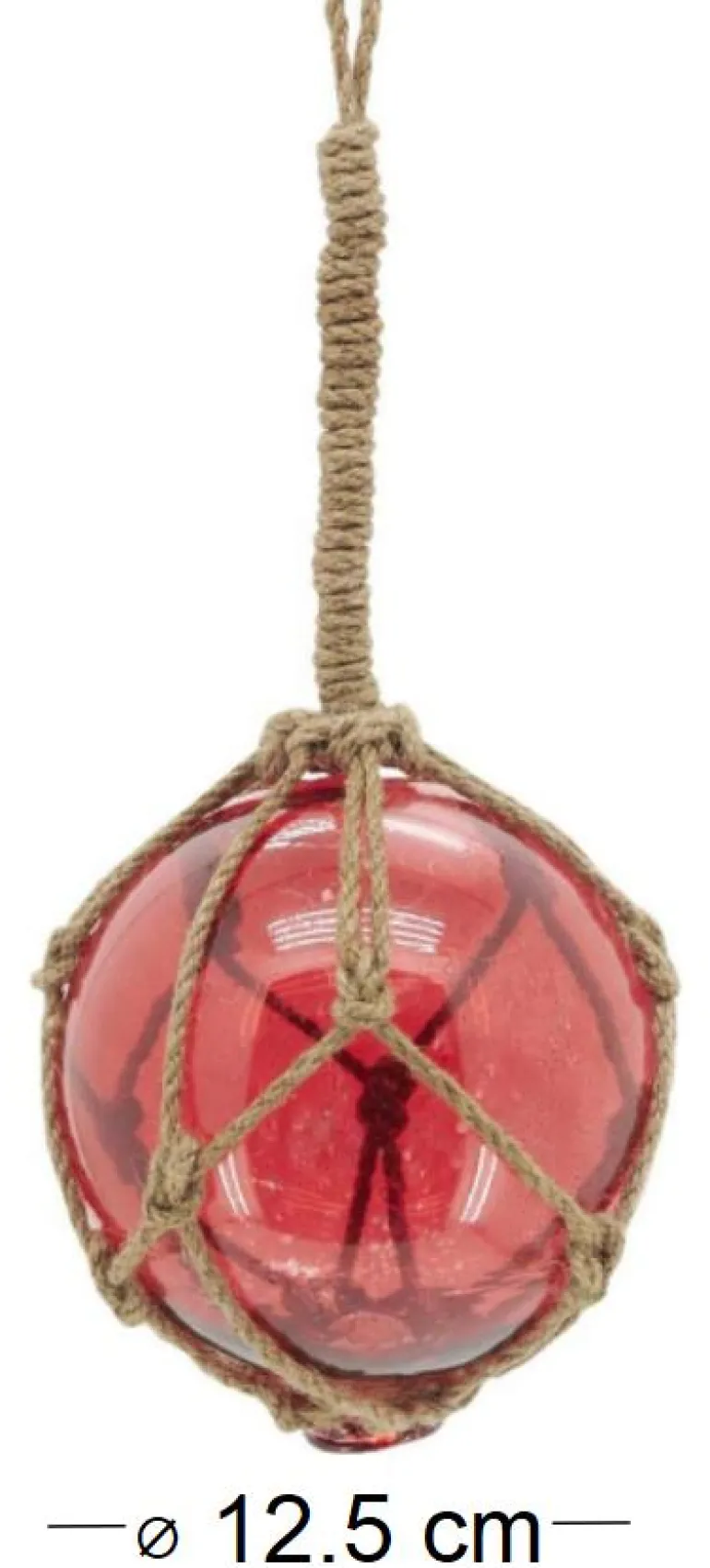 Boule en verre avec corde 12.5 cm (Rouge)