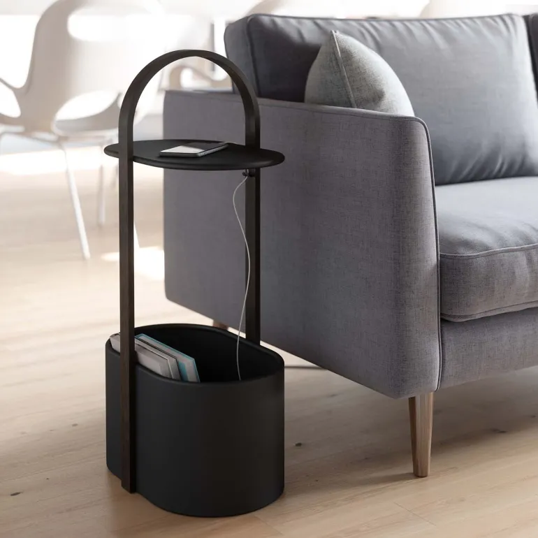 Bout de canapé design range magazine et tablette Hub