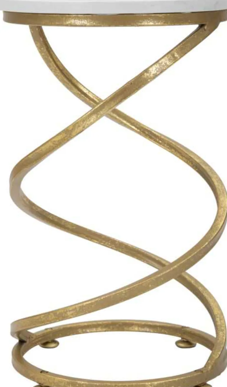 Bout de canapé en métal et marbre Spiral 27.5 x 47.5 cm