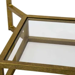 Bout de canapé en métal plateau imitation marbre Double 47 x 47 x 60 cm