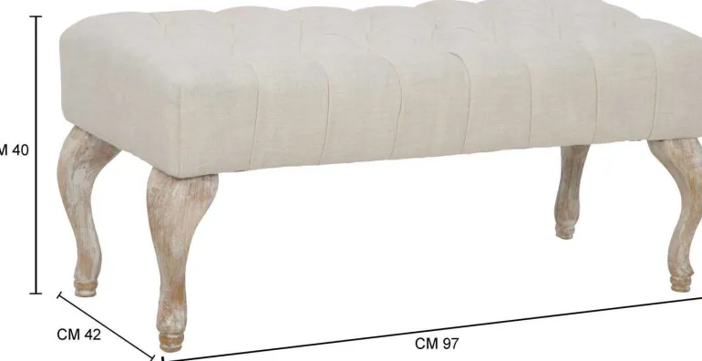Bout de lit en tissu Provenza 97 x 42 x 40 cm