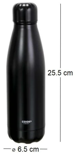 Bouteille de transport en acier inoxydable double paroi 50 cl (Noir)