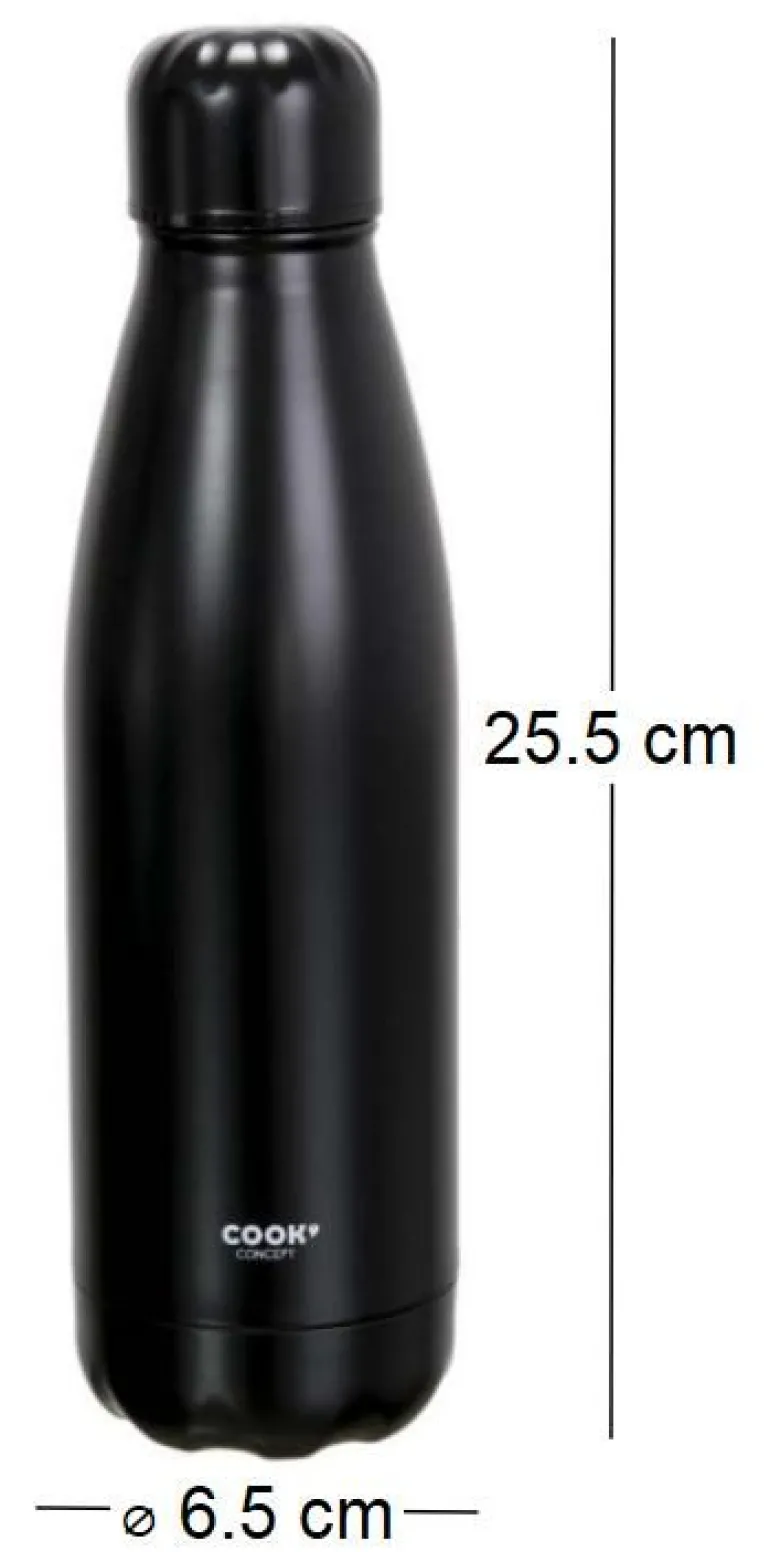 Bouteille de transport en acier inoxydable double paroi 50 cl (Noir)