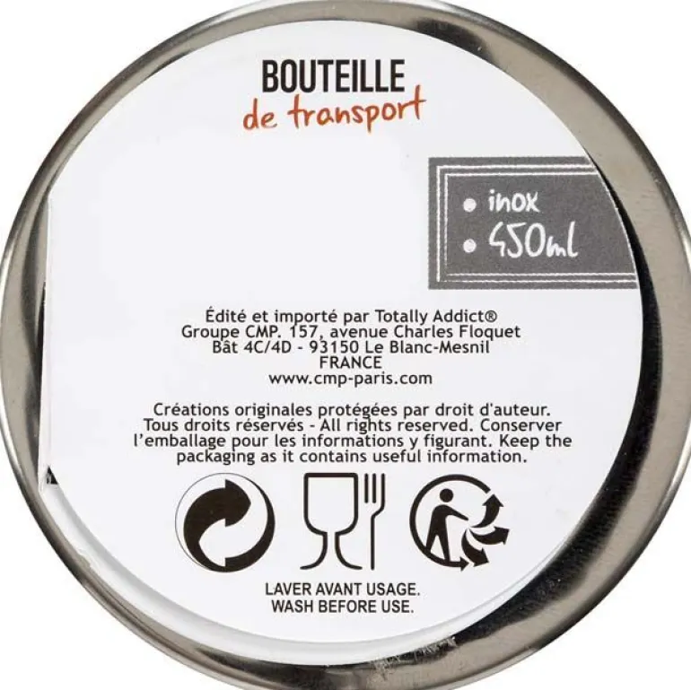 Bouteille de transport en inox 450 ml (Rouge)