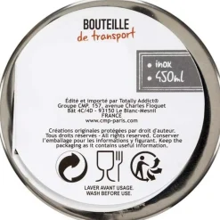 Bouteille de transport en inox 450 ml (Noir)