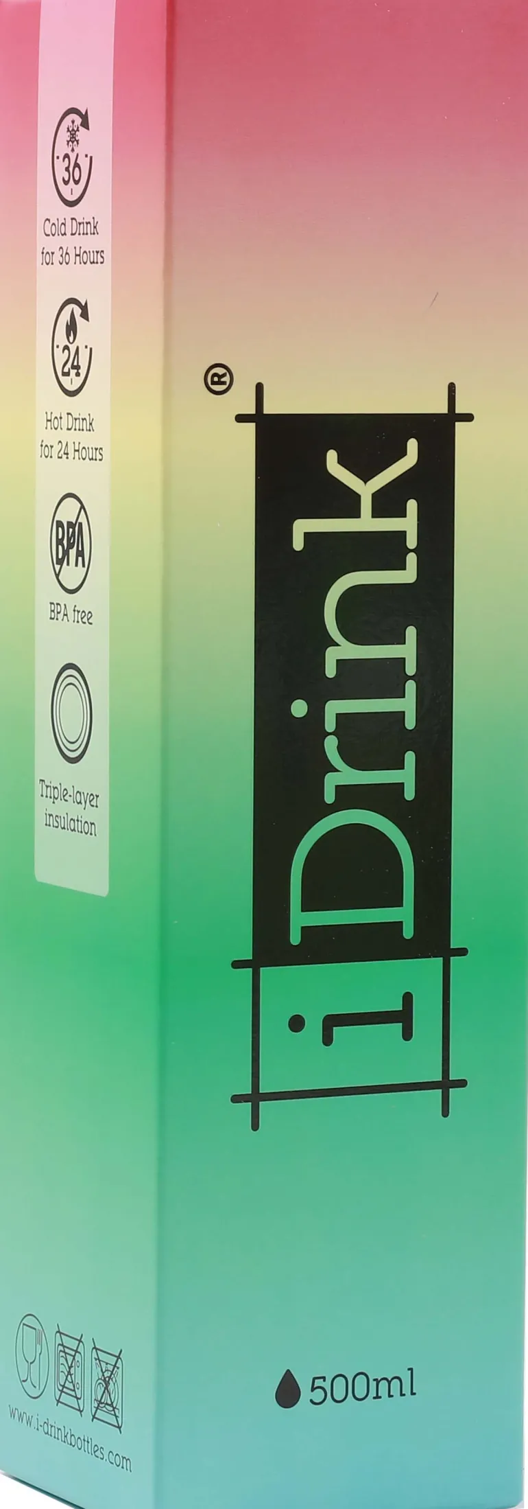 Bouteille isotherme décorée 500 ml (Arc en ciel)