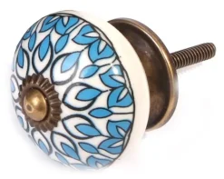 Bouton de meuble en grès à motif Paon (Modèle 4)
