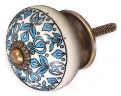 Bouton de meuble en grès à motif Paon (Modèle 3)