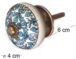 Bouton de meuble en grès à motif Paon (Modèle 3)