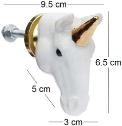Bouton de porte animal en porcelaine (Tête de licorne)
