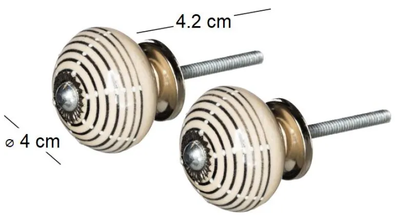 Boutons de porte rond avec cercles (Lot de 2)
