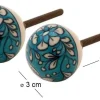 Boutons ronds en céramique fleurs bleues et blanches (Lot de 2)