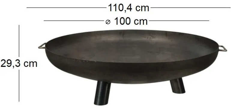 Brasero en acier 3 larges pieds (Diamètre 100 cm)