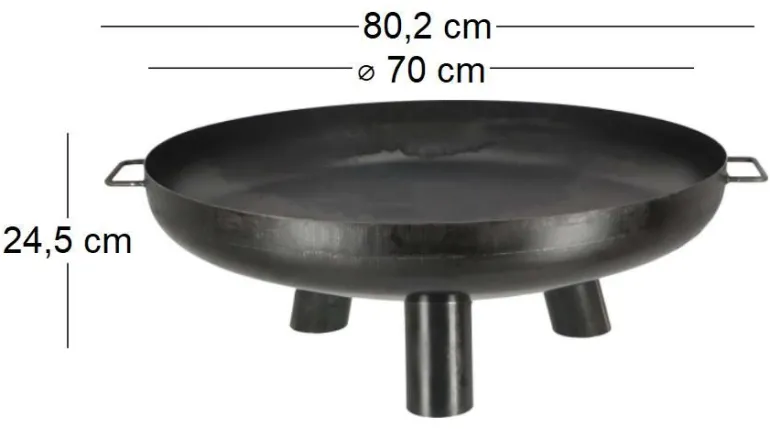 Brasero en acier 3 larges pieds (Diamètre 70 cm)
