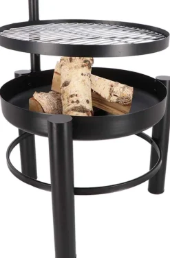 Brasero en métal avec grille de cuisson intégrée (54 x 66.5 x 69 cm)