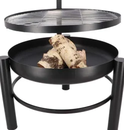 Brasero en métal avec grille de cuisson intégrée (66 x 78 x 69 cm)