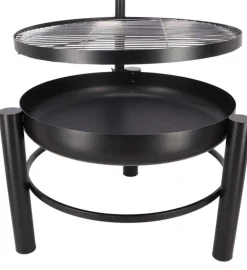 Brasero en métal avec grille de cuisson intégrée (66 x 78 x 69 cm)