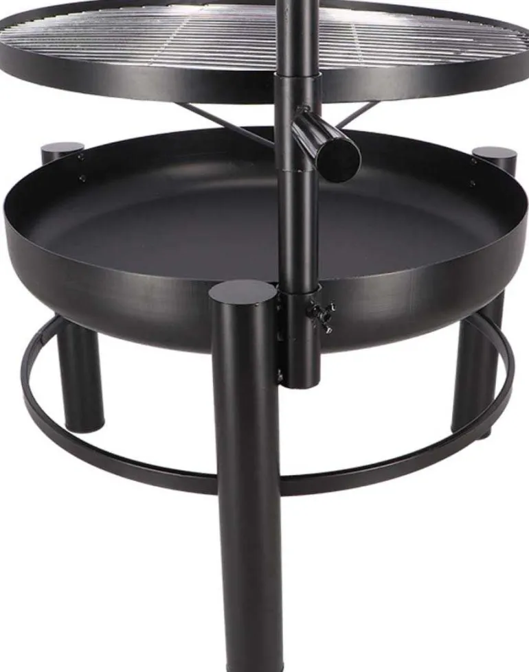 Brasero en métal avec grille de cuisson intégrée (66 x 78 x 69 cm)