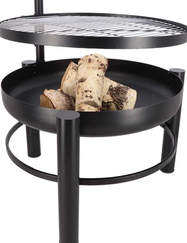 Brasero en métal avec grille de cuisson intégrée (66 x 78 x 69 cm)