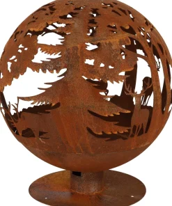 Brasero rond en métal rouillé (Forêt)