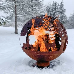 Brasero rond en métal rouillé (Forêt)