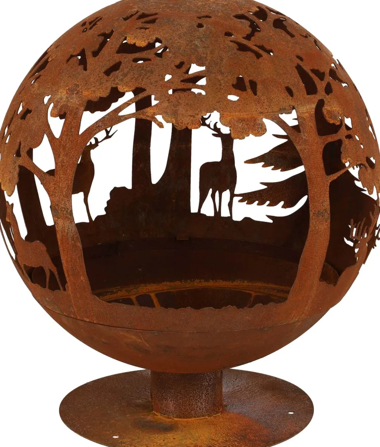 Brasero rond en métal rouillé (Forêt)