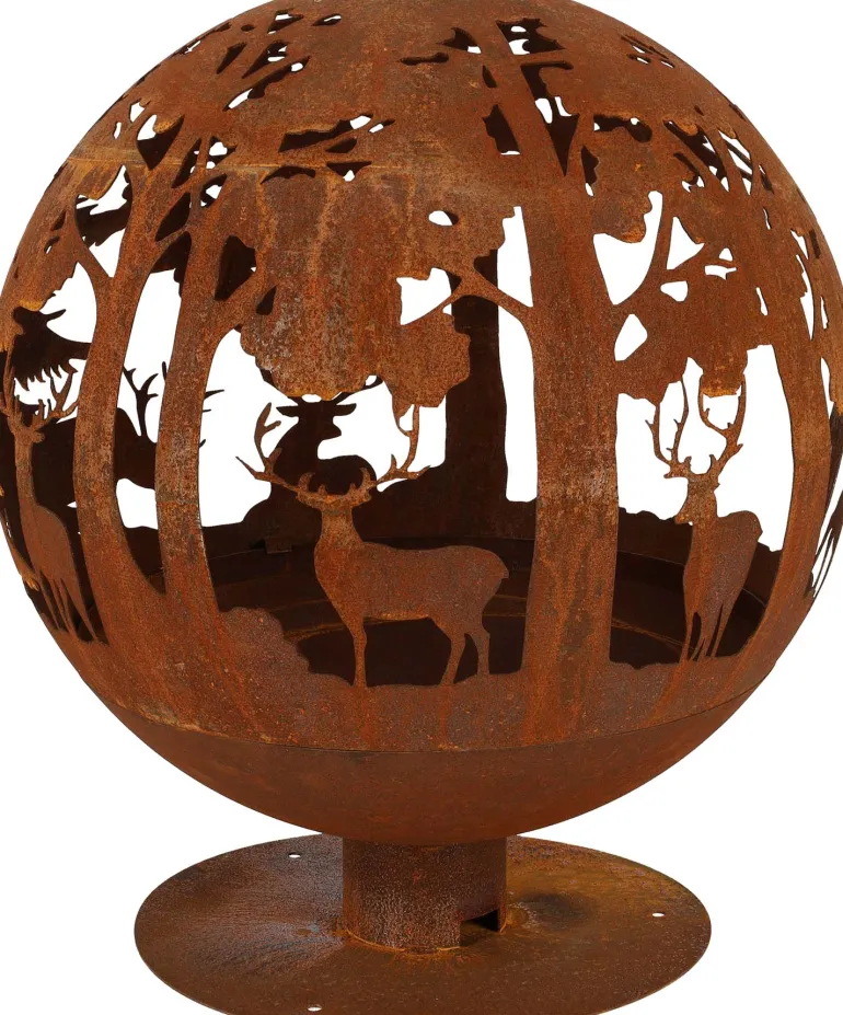 Brasero rond en métal rouillé (Forêt)